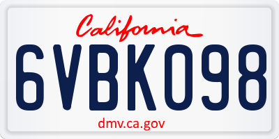 CA license plate 6VBK098