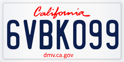 CA license plate 6VBK099