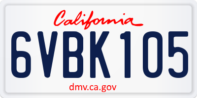 CA license plate 6VBK105