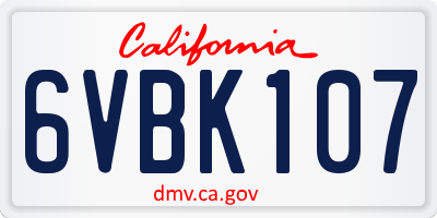 CA license plate 6VBK107
