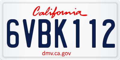 CA license plate 6VBK112