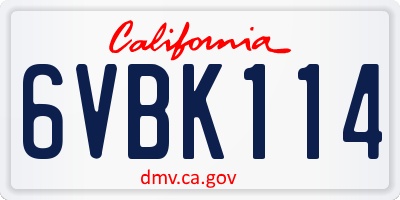 CA license plate 6VBK114