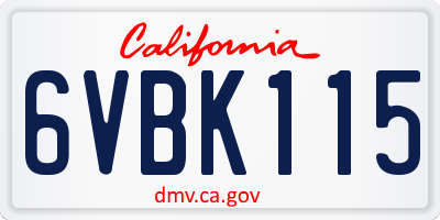 CA license plate 6VBK115