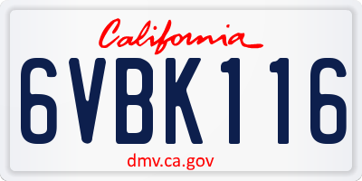 CA license plate 6VBK116