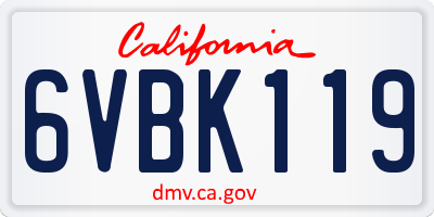 CA license plate 6VBK119