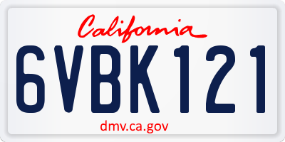 CA license plate 6VBK121
