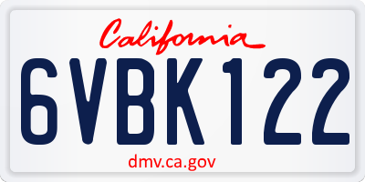 CA license plate 6VBK122