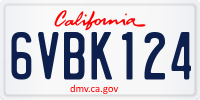 CA license plate 6VBK124