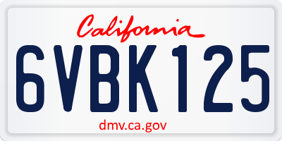 CA license plate 6VBK125