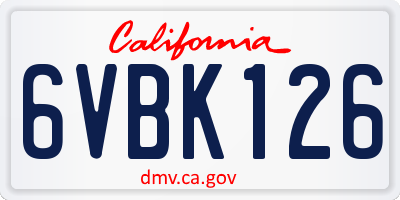 CA license plate 6VBK126