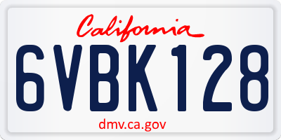 CA license plate 6VBK128