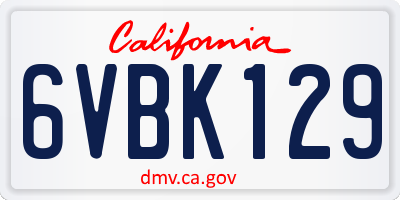 CA license plate 6VBK129