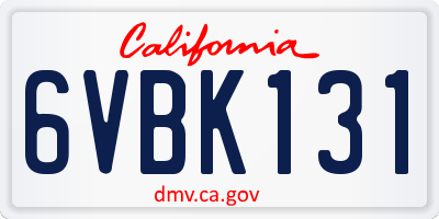CA license plate 6VBK131