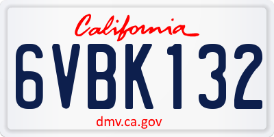 CA license plate 6VBK132