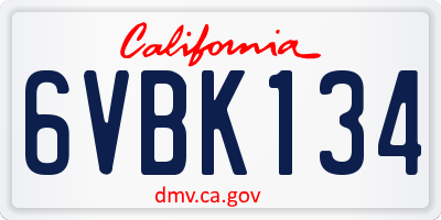 CA license plate 6VBK134