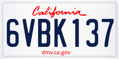 CA license plate 6VBK137