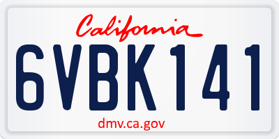 CA license plate 6VBK141