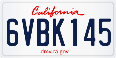 CA license plate 6VBK145