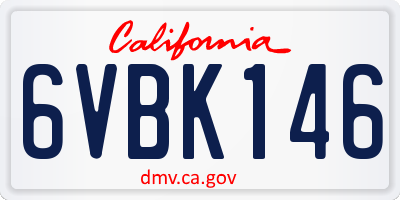 CA license plate 6VBK146