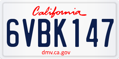 CA license plate 6VBK147