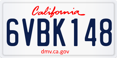 CA license plate 6VBK148