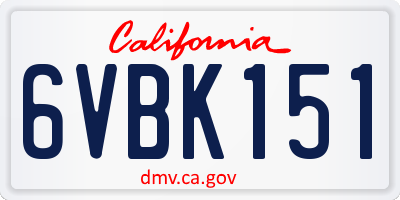 CA license plate 6VBK151