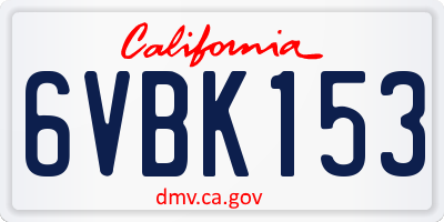 CA license plate 6VBK153