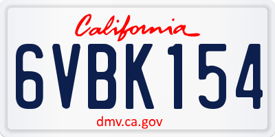 CA license plate 6VBK154