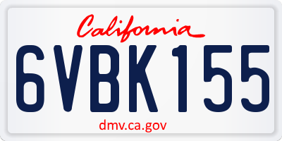 CA license plate 6VBK155