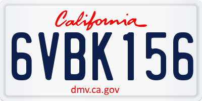 CA license plate 6VBK156