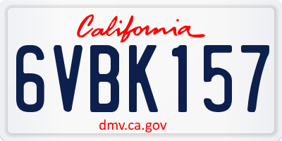 CA license plate 6VBK157