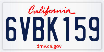 CA license plate 6VBK159