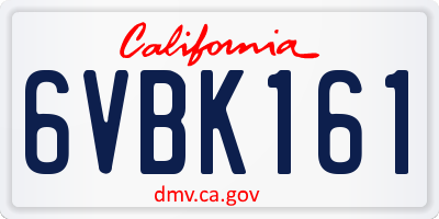 CA license plate 6VBK161