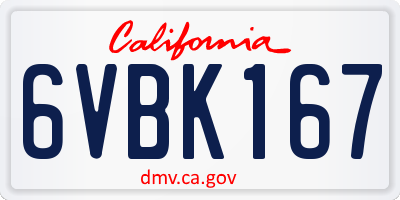 CA license plate 6VBK167