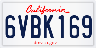 CA license plate 6VBK169