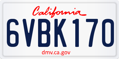 CA license plate 6VBK170