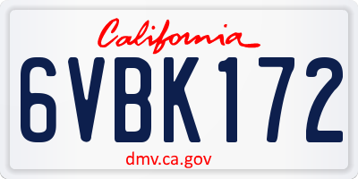 CA license plate 6VBK172