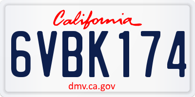 CA license plate 6VBK174