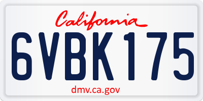 CA license plate 6VBK175