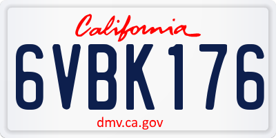 CA license plate 6VBK176
