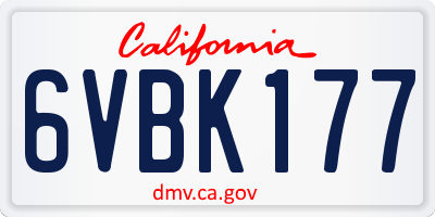 CA license plate 6VBK177