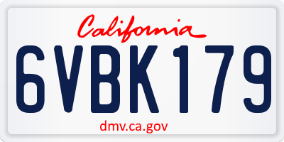 CA license plate 6VBK179
