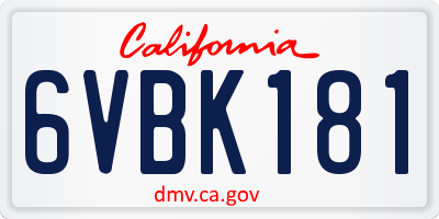 CA license plate 6VBK181
