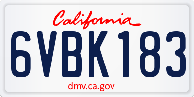 CA license plate 6VBK183