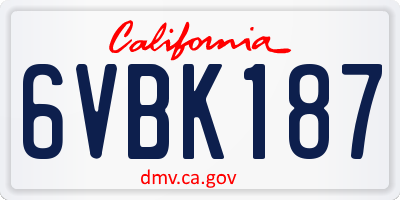 CA license plate 6VBK187