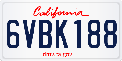 CA license plate 6VBK188
