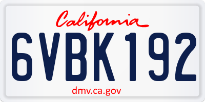 CA license plate 6VBK192