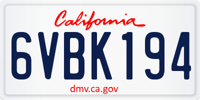 CA license plate 6VBK194