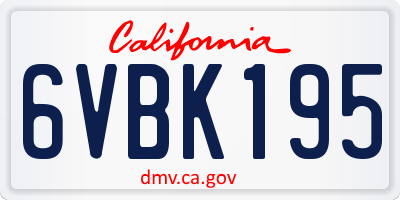 CA license plate 6VBK195