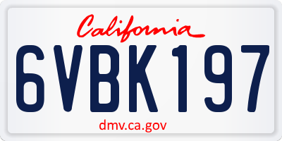 CA license plate 6VBK197